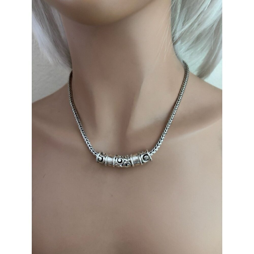 Brighton Barbados Collar Silver Retired Necklace With Brighton Pouch beads